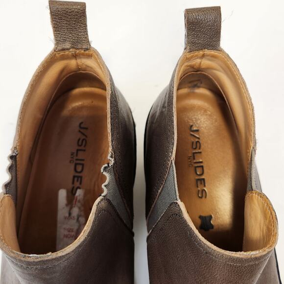 J Slides NYC Womens Mika Brown Leather Platform Slip On Sneakers Size 9 M Ankle - Picture 3 of 9